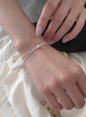 925纯银双层细手链ins