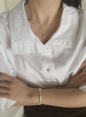 925银彩色小珠子细项链锁骨链