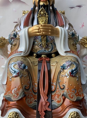 仿瓷龙五爷佛神居家招财桌面摆件