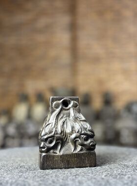 天然青石仿古石雕瑞兽石权桌面摆件复古陈设茶室书房中式装饰招财