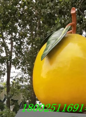 农业果园建筑艺术IP形象梨子卡通偶人玻璃钢水果鸭梨青梨雕塑落地