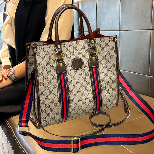 包包女式2025新款高级感通勤托特包硬挺立体大容量手提单肩斜挎包 - 图0