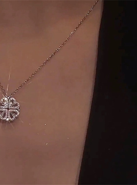 幸运四叶草项链女折叠两戴轻奢小众设计感高级爱心2025新款锁骨链