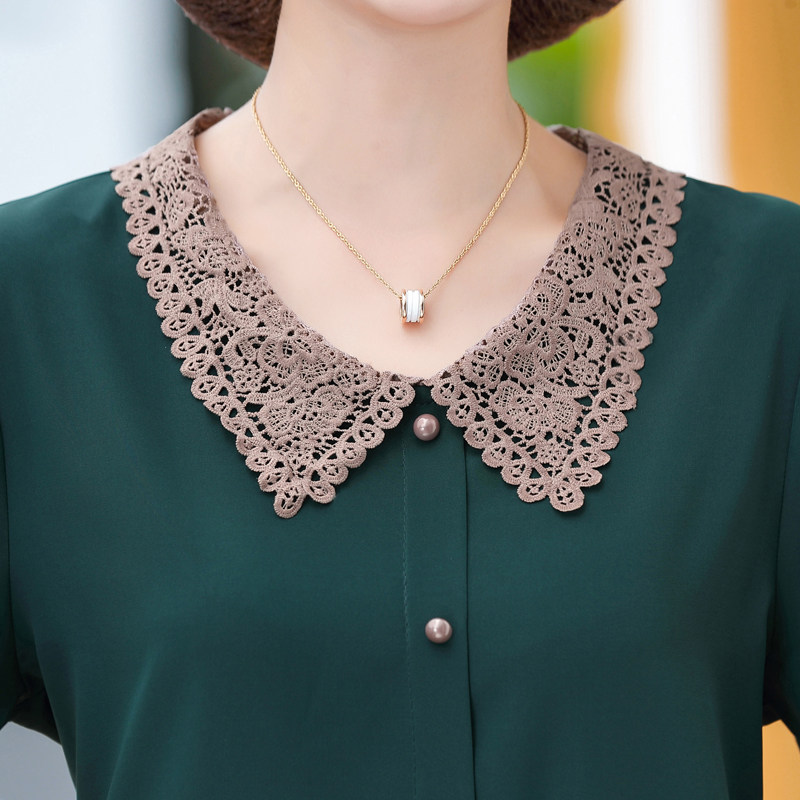 中老年女装2020秋装新款长袖打底衫 红衣景中老年女装