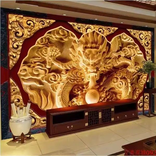 仿浮雕木龙祥云墙纸酒店会所寺庙供台佛堂背景墙画布龙纹云纹壁纸,淘宝优惠券,粉丝福利购,淘宝优惠卷
