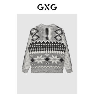 GXG男装商场同款费尔岛系列花色开襟毛衫2022年冬季新品