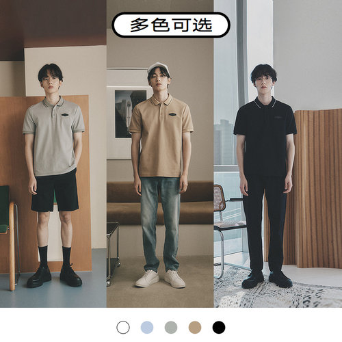 GXG男装 【凉感】夏季休闲简约多色基础轻商务翻领短袖polo衫男 - 图2