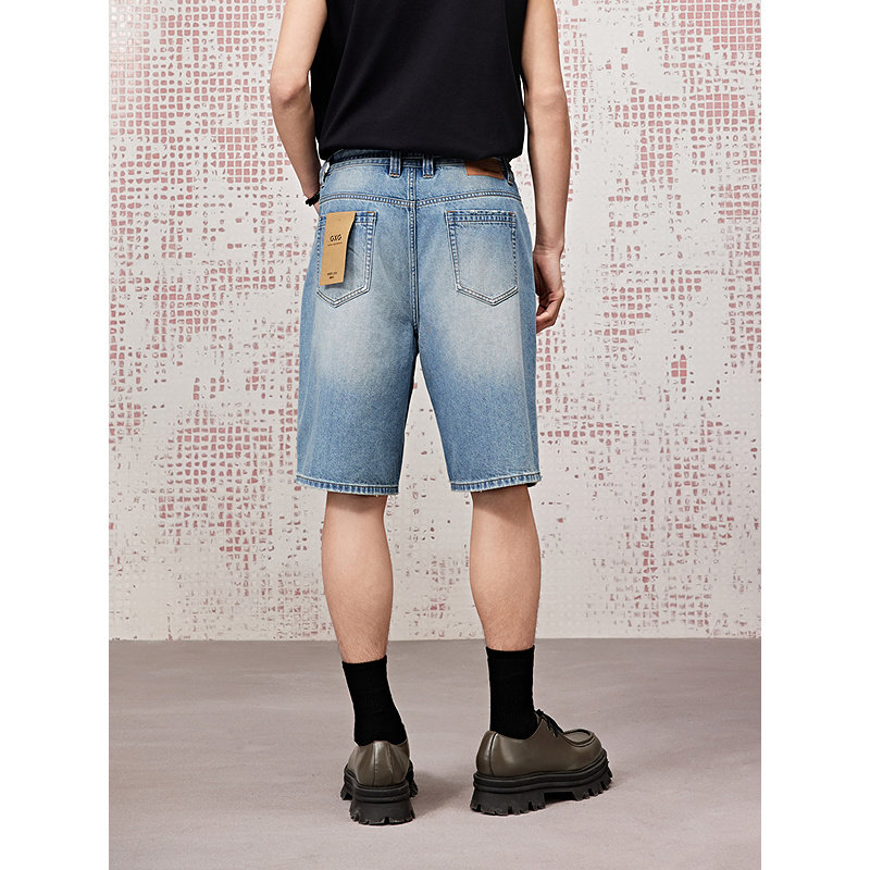 [商场同款]GXG男装 做旧牛仔短裤潮流破洞短裤25夏新品G25X252005,淘宝优惠券,粉丝福利购,淘宝优惠卷