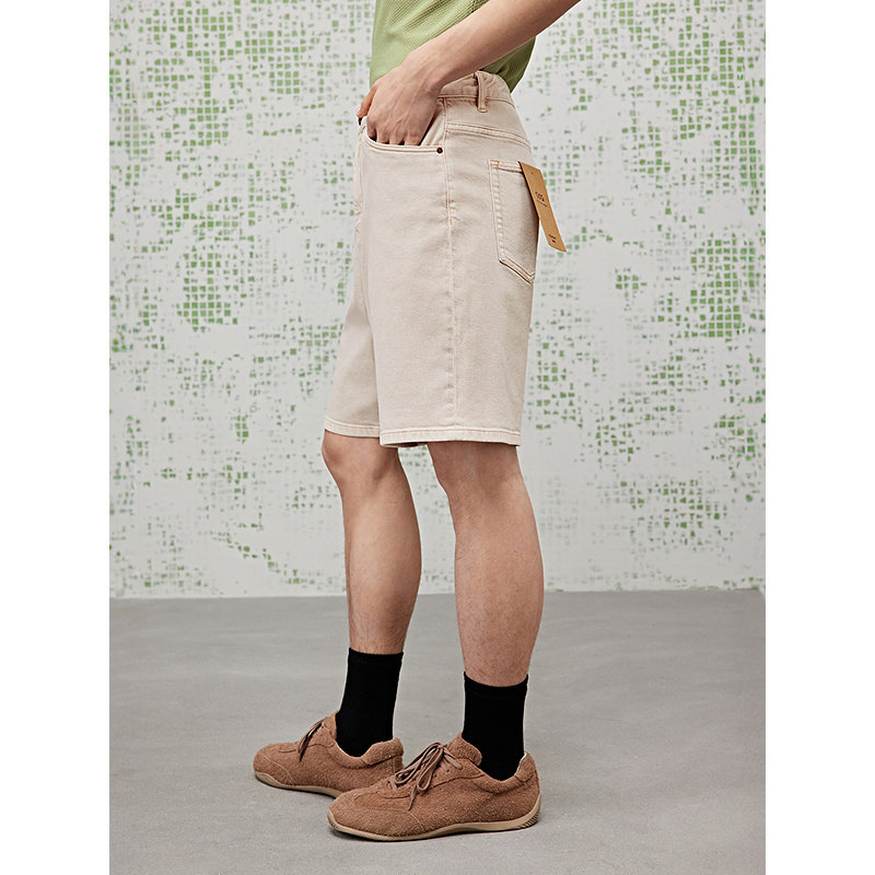 [商场同款]GXG男装 卡其色直筒牛仔短裤简约25夏新品G25X252006,淘宝优惠券,粉丝福利购,淘宝优惠卷