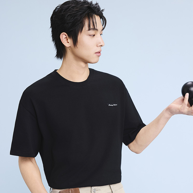 GXG男装 多色简约基础圆领短袖T恤24年夏品G24X442128 - 图1