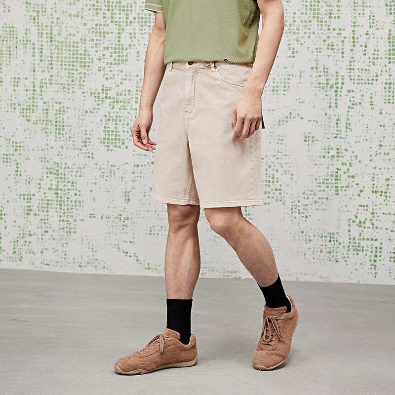 [商场同款]GXG男装 卡其色直筒牛仔短裤简约25夏新品G25X252006,淘宝优惠券,粉丝福利购,淘宝优惠卷
