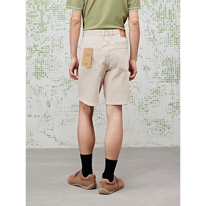[商场同款]GXG男装 卡其色直筒牛仔短裤简约25夏新品G25X252006,淘宝优惠券,粉丝福利购,淘宝优惠卷