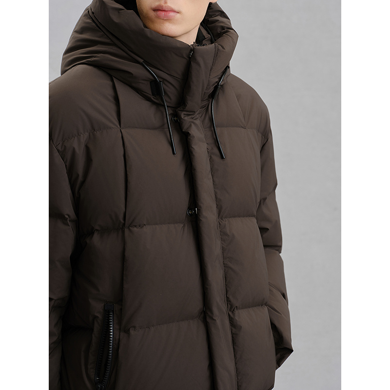 GXG男装 商场同款棕色连帽长款羽绒服通勤外套24冬新品G24XY14003 - 图2