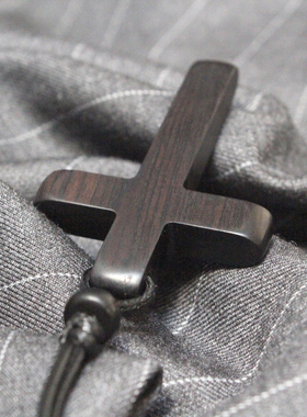 拙艺男女檀木手工制作十字项链