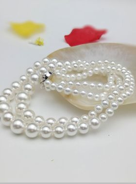 贝珠女双层珍珠项链塔链旗袍项链