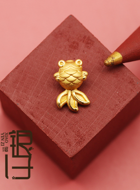 立体鲤鱼锦鲤金鱼纯银隔珠