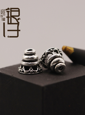 泰银隔珠镂空佛塔纯银手工串珠