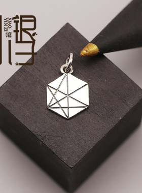 小猫爱心星牌光面盾牌纯银吊坠