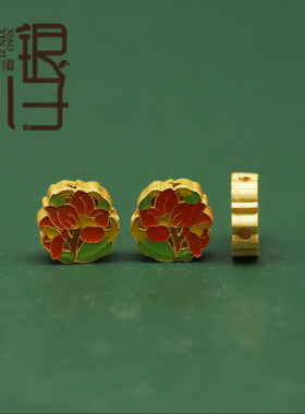纯银串珠隔珠古法银十二生辰花