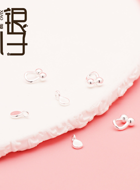 S925纯银光面水滴双吊球小吊坠