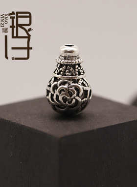 diy镂空六字真言手串佛头三通