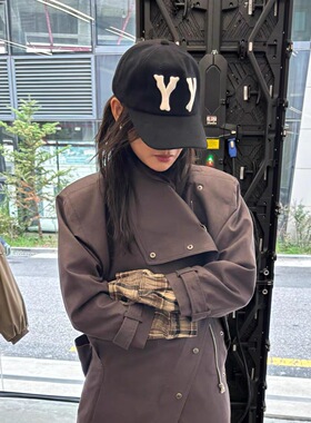 复古格纹yy棒球帽女秋冬新款百搭英伦风鸭舌帽男情侣款大头围帽子