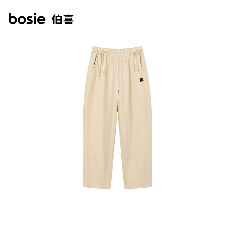 bosie2024年春季新款时尚卫裤男情侣皮标设计感百搭运动休闲裤子-图3