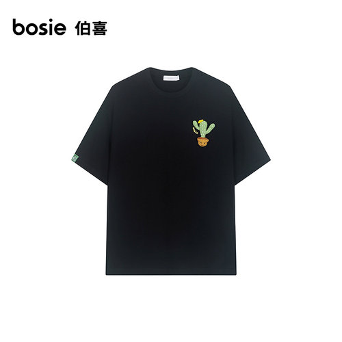 bosie2026年夏季新款仙人掌钩针纯棉短袖T恤男情侣字母绣花体恤潮 - 图3