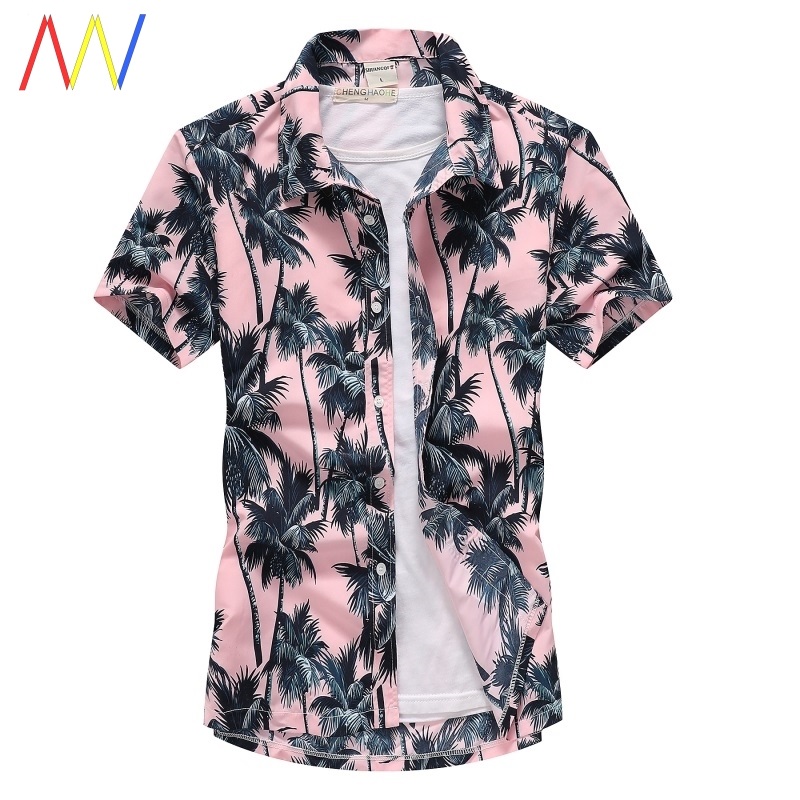 Mens Men Shirt fat Cotton Print Shirts Hawaii Hawaiian For1 - 图0