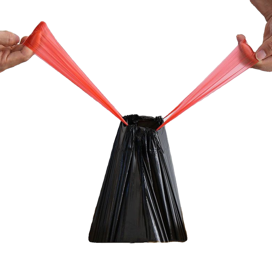 Thickened drawstring portable garbage bag with closing plastic bag