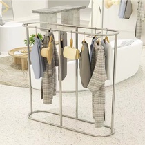 Clothing Shop Show Shelf Stainless Steel Hanging Hanger Oval Middle Island Shelf Minima Womens Clothing Rack Double Row Display Racks