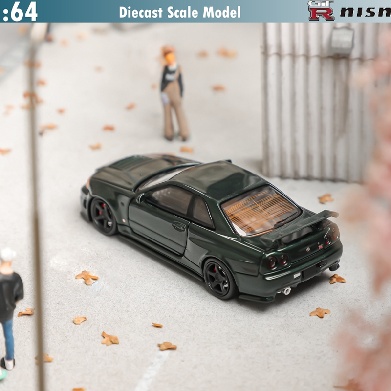 日产尼桑 GTR R34 Nismo Z-Tune富士1:64 天际线仿真合金汽车模型 - 图2