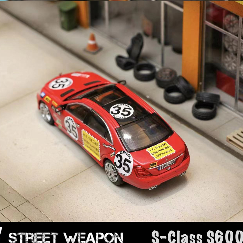 奔驰S65 AMG S600L W221 加长版 SW1:64 S级红猪仿真合金汽车模型 - 图2