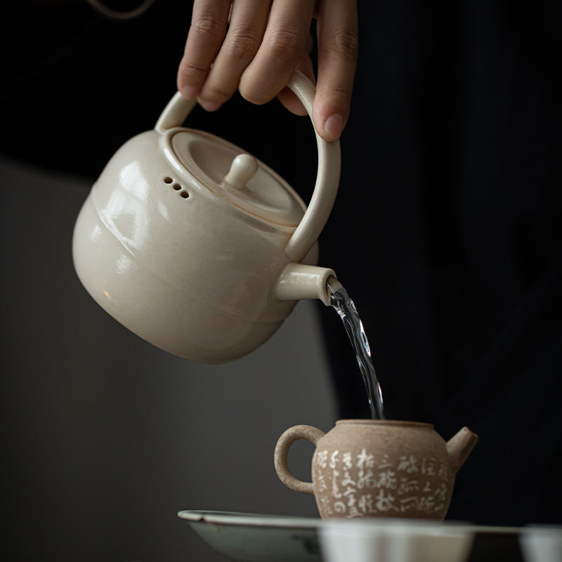 草木祠 陶瓷提梁壶过滤泡茶壶 煮茶温茶套装蜡烛底座温茶炉酒精炉