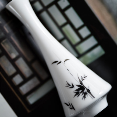 草木祠白瓷手绘花插花器小花瓶茶道花艺配件家居摆件装饰茶艺 虎窝淘