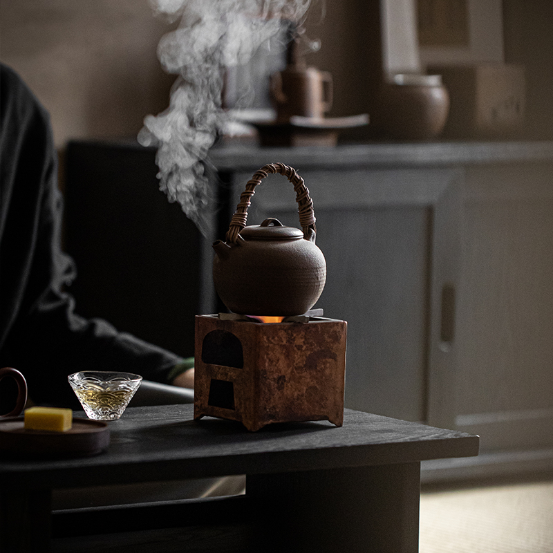 草木祠中式家用紫铜碳炉酒精炉户外便携铜炉炭炉煮茶器蜡烛温茶炉