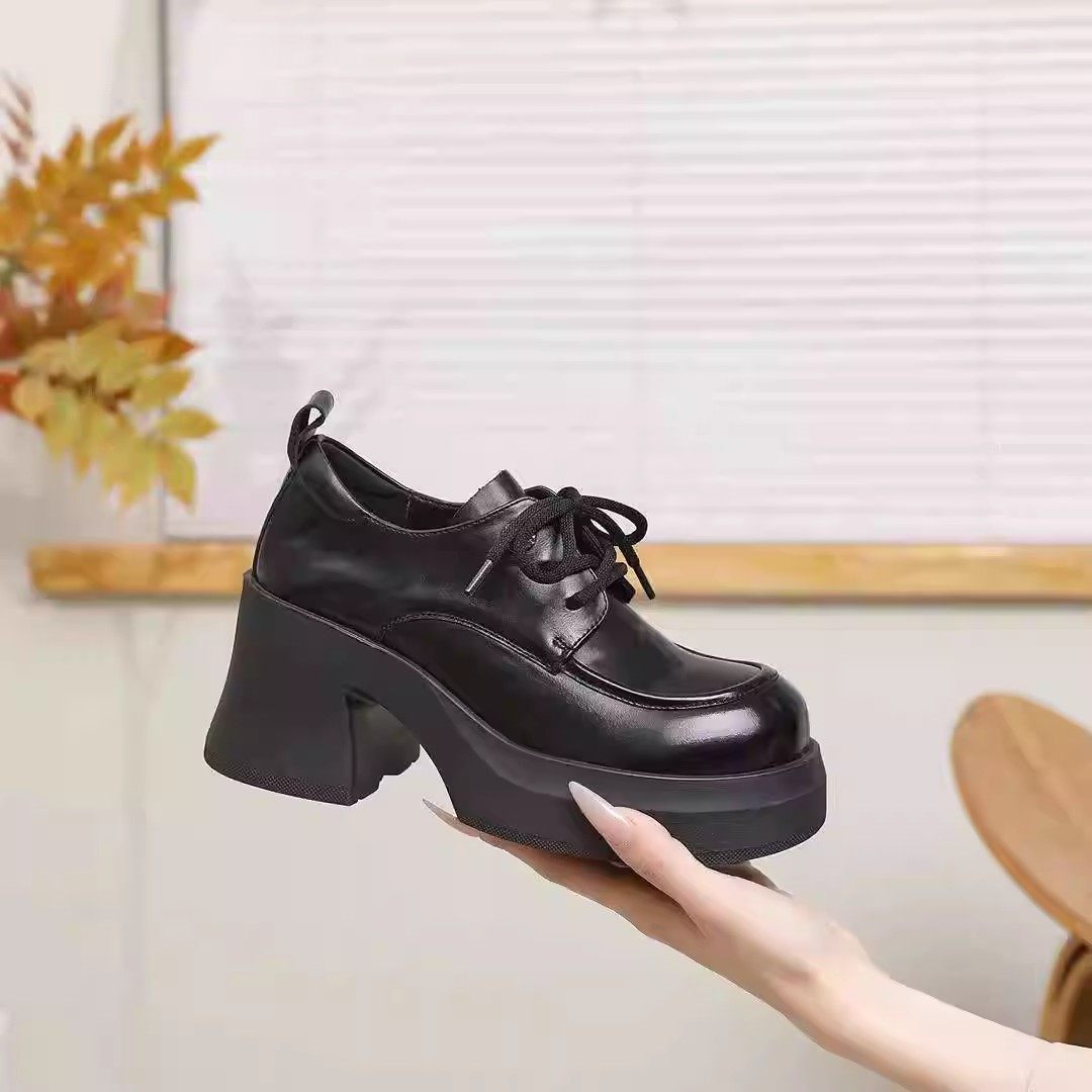 2026春季新款真皮女鞋圆头系带粗跟深口单鞋头层牛皮英伦风乐福鞋,淘宝优惠券,粉丝福利购,淘宝优惠卷