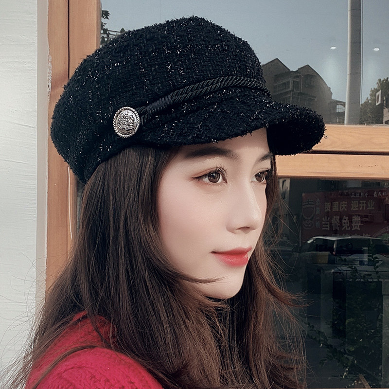 贝雷帽女韩版潮秋冬天英伦鸭舌帽 麦诗鹿帽子