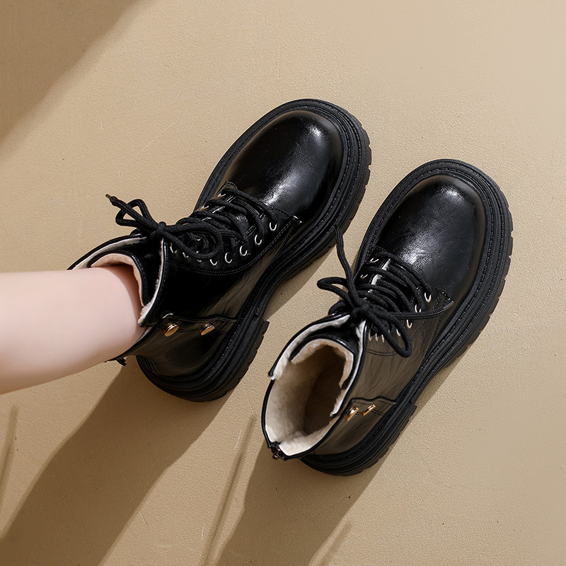 大码女靴41到43胖脚宽肥白色厚底马丁靴女英伦风增高短靴保暖棉靴,淘宝优惠券,粉丝福利购,淘宝优惠卷