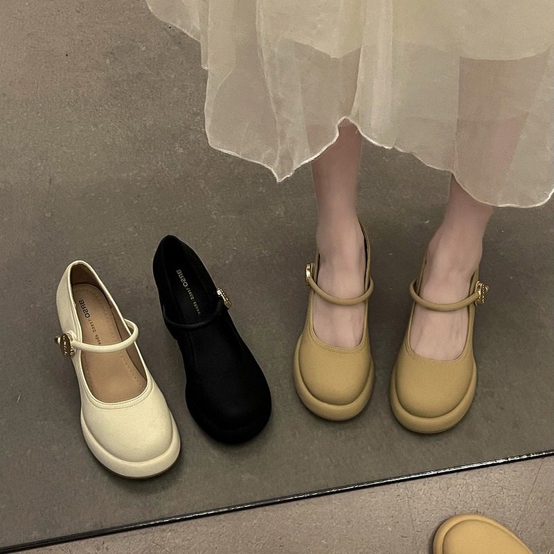 大码女鞋41一43胖脚宽肥玛丽珍高跟鞋女粗跟不累脚浅口防水台单鞋,淘宝优惠券,粉丝福利购,淘宝优惠卷