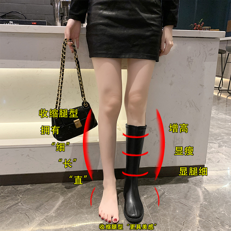 大码女靴41一43不过膝长靴女胖mm靴子粗腿弹力加肥大筒围长筒靴40