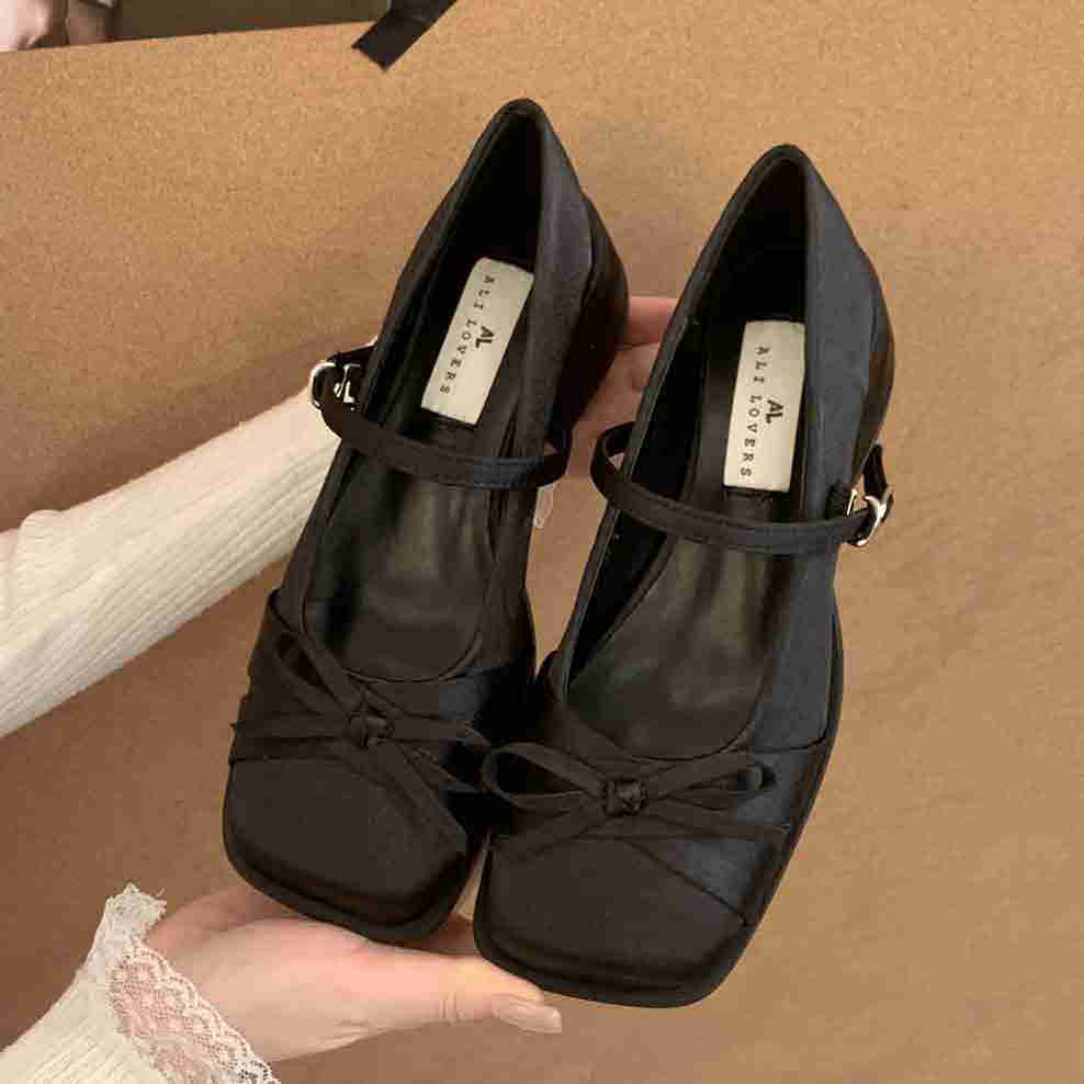 大码女鞋41到43胖脚宽肥法式蝴蝶结玛丽珍鞋女仙女风百搭粗跟单鞋,淘宝优惠券,粉丝福利购,淘宝优惠卷