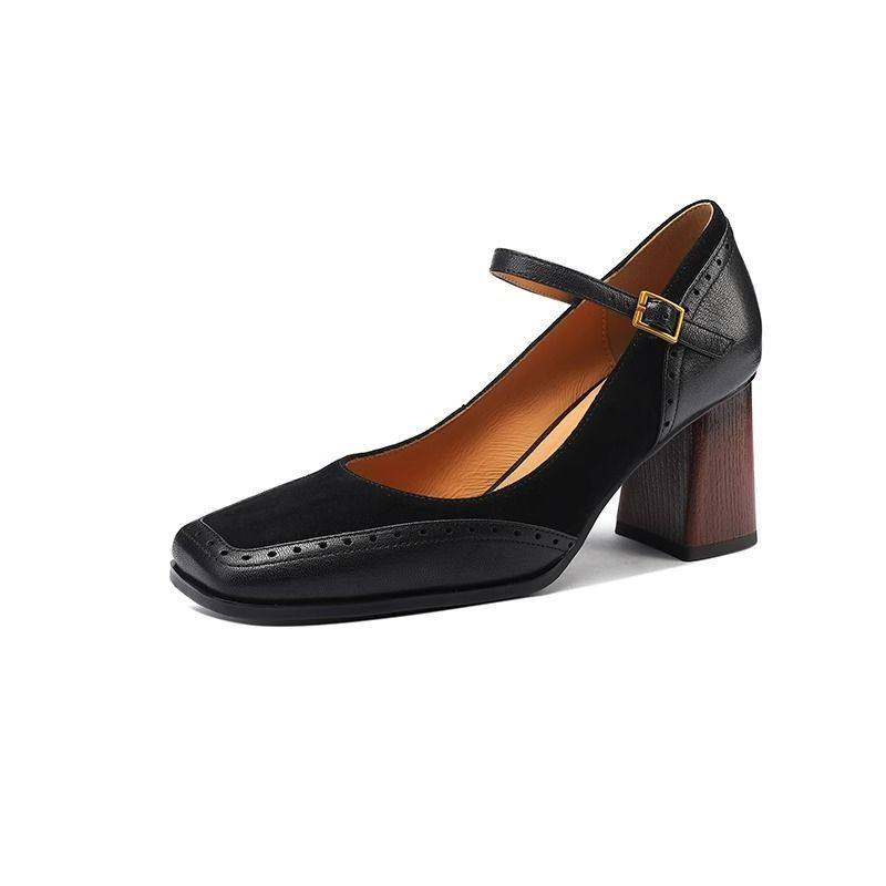 大码女鞋41一43胖脚宽肥复古浅口方头玛丽珍鞋女配裙子粗跟高跟鞋,淘宝优惠券,粉丝福利购,淘宝优惠卷
