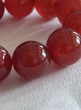 天然收藏级红玛瑙单圈手链国检证书纯天然红 黑玛瑙手串 玉石手串