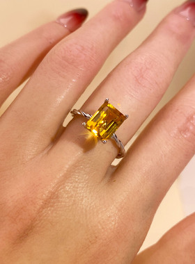 长方戒指空戒托S925纯银镶嵌戒托