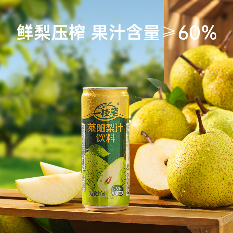 一枝笔莱阳梨汁饮料310ml*16罐细高罐清甜润口梨味果汁饮品,淘宝优惠券,粉丝福利购,淘宝优惠卷