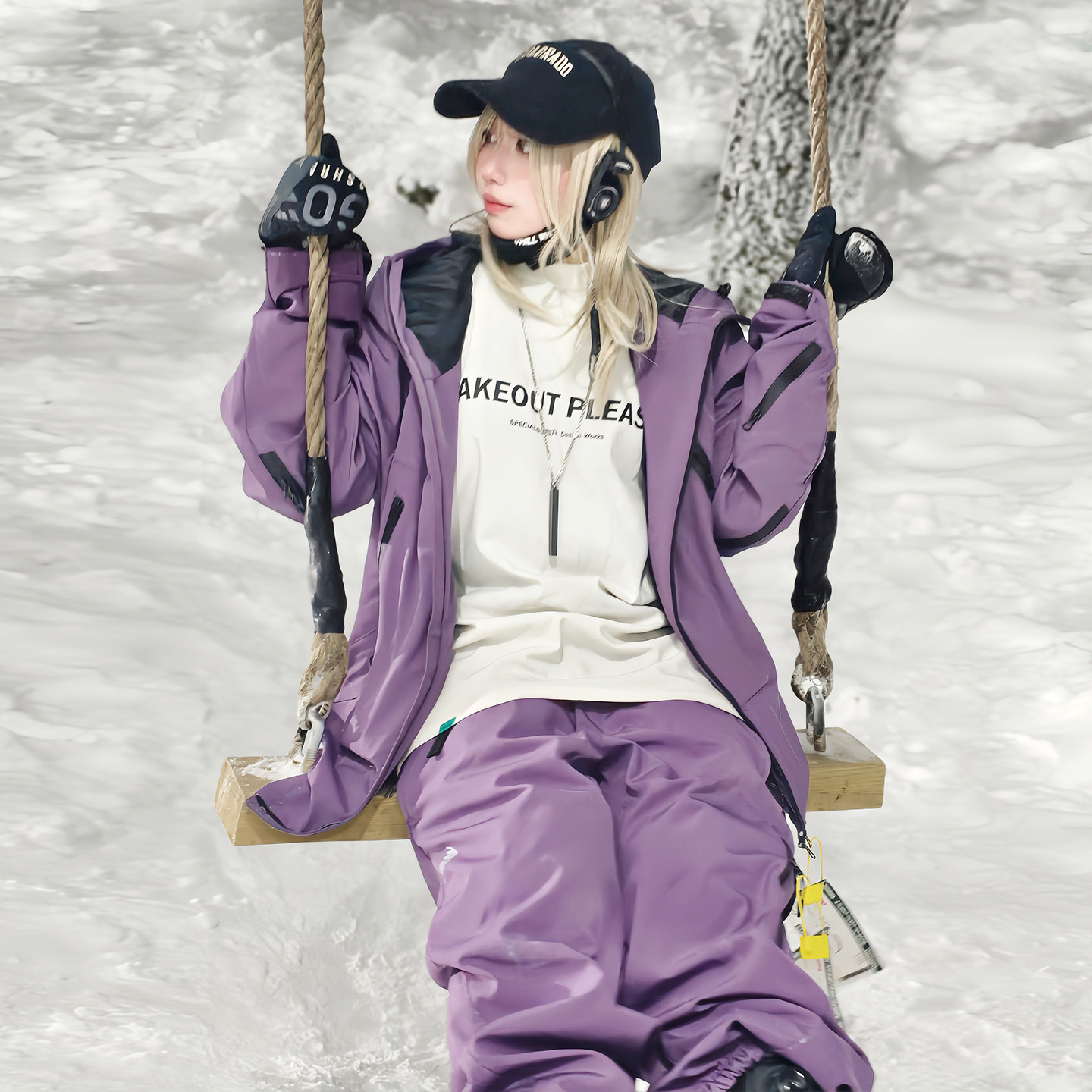 LANCIA 小个子紫色滑雪套装男女户外防风防水保暖宽松滑雪衣裤,淘宝优惠券,粉丝福利购,淘宝优惠卷