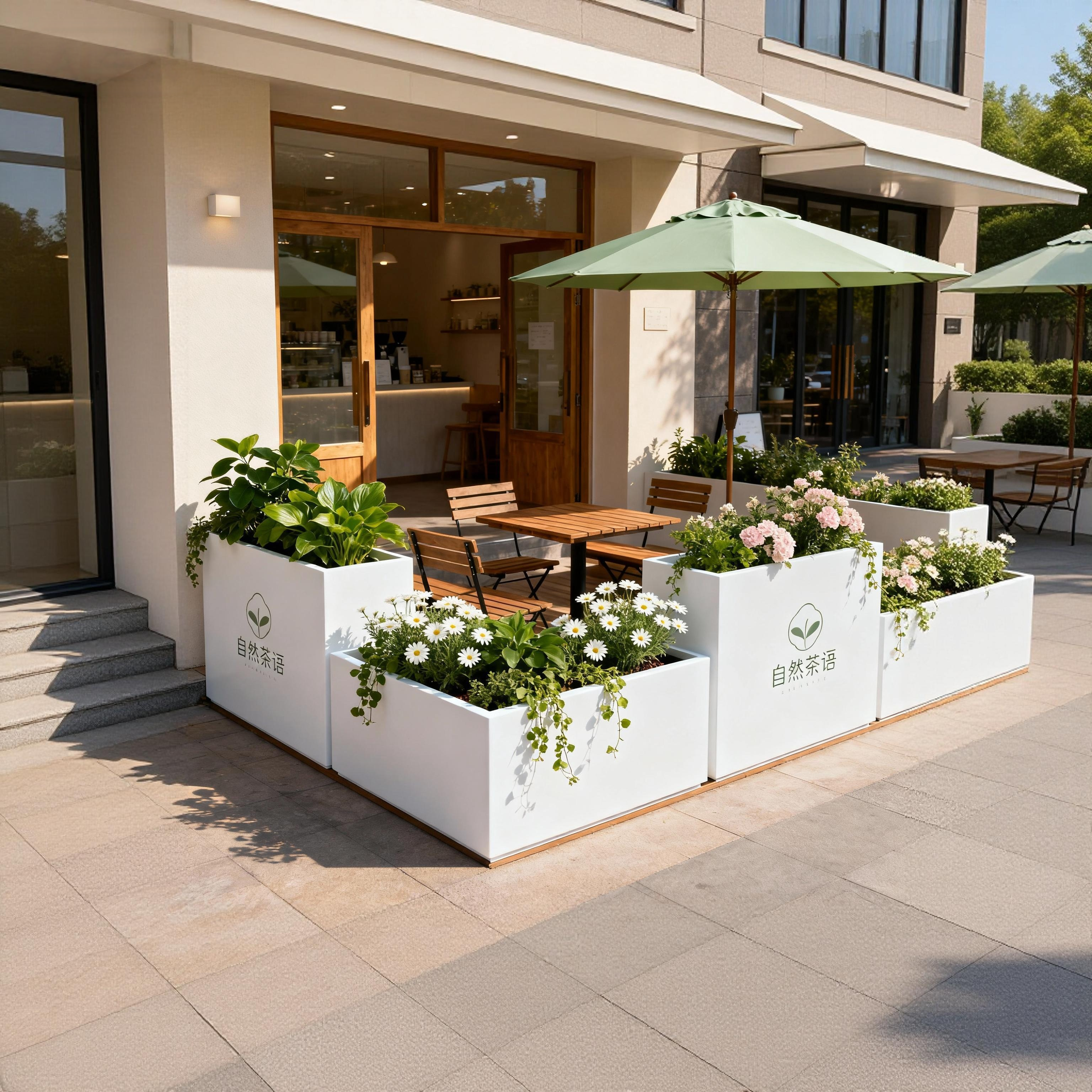 花箱户外不锈钢铁艺商业街外摆市政花池种植箱室外铁艺花架围栏 - 图0