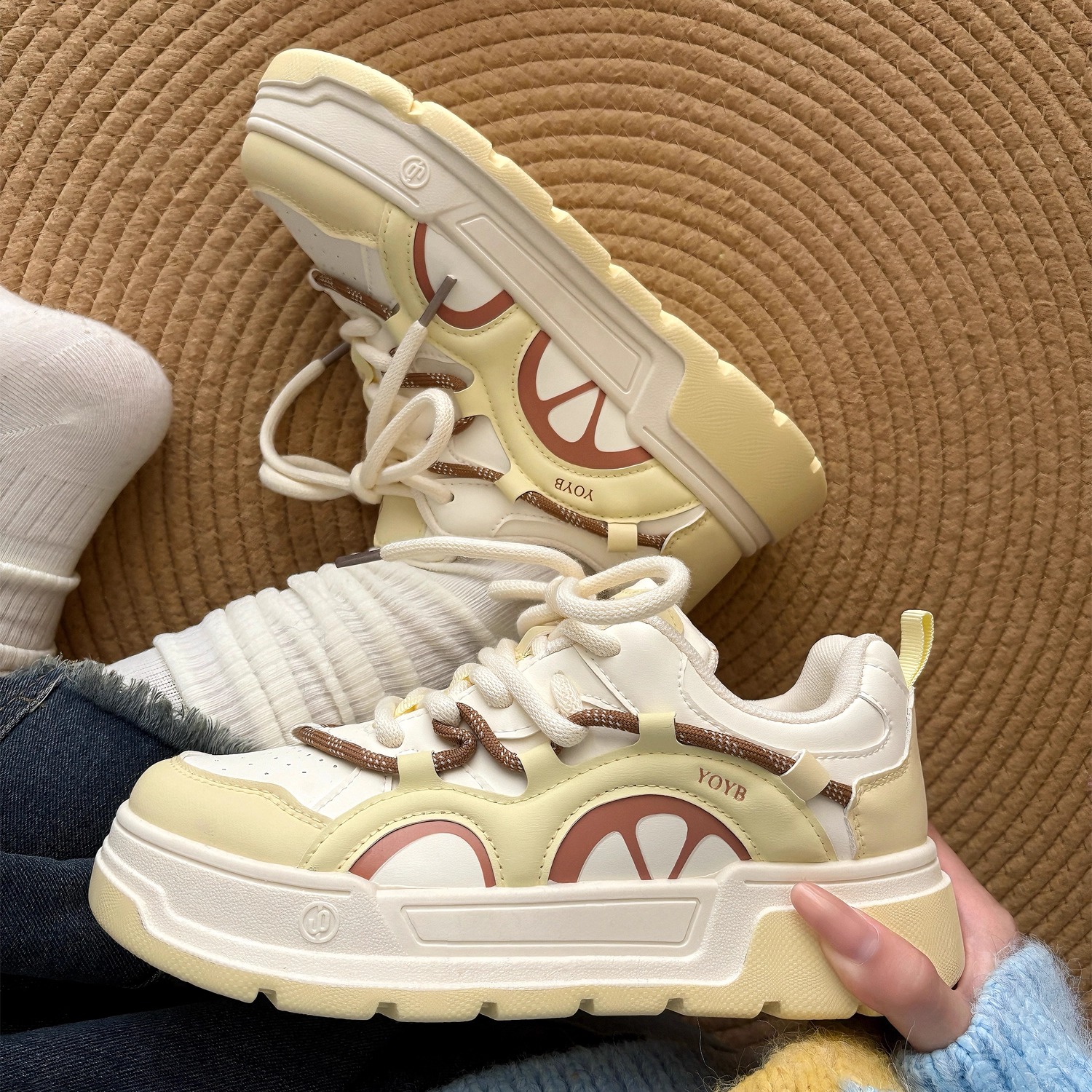 荔枝公园百搭板鞋板鞋女款2025新款爆款春秋厚底小白鞋学生面包鞋 - 图0