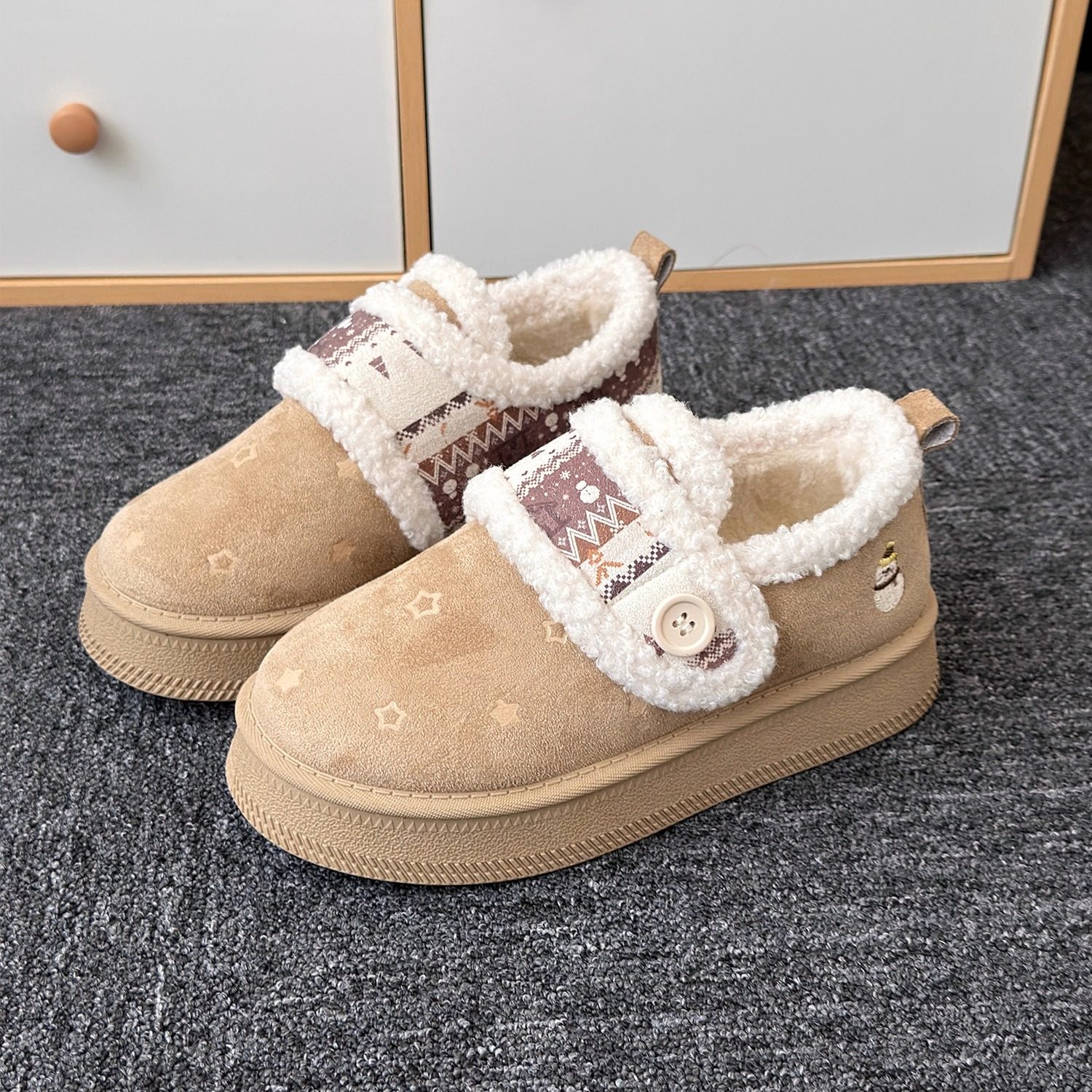 荔枝公园厚底加绒雪地鞋女款2025新款保暖棉鞋厚底板鞋毛毛鞋棉靴,淘宝优惠券,粉丝福利购,淘宝优惠卷